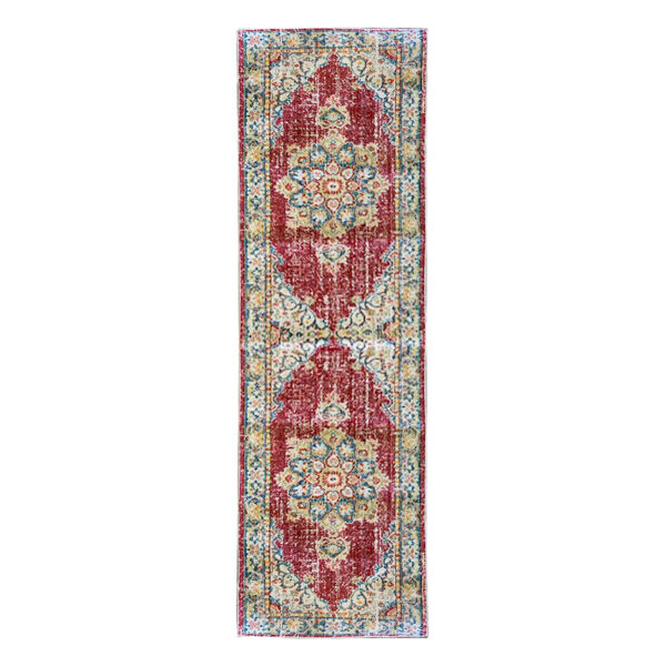 8' Red Medallion Power Loom Runner Rug