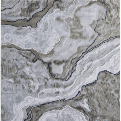 7' x 10' Ivory Blue and Gray Abstract Power Loom Area Rug