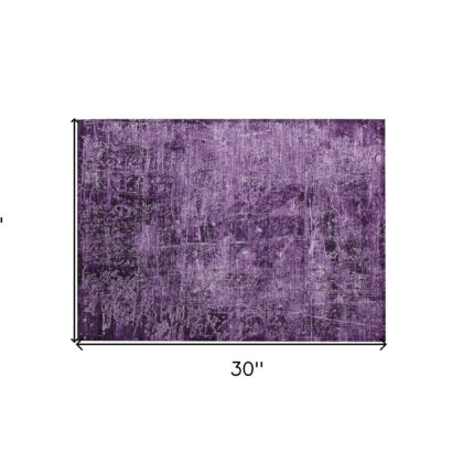 2' X 3' Purple Abstract Washable Non Skid Indoor Outdoor Area Rug