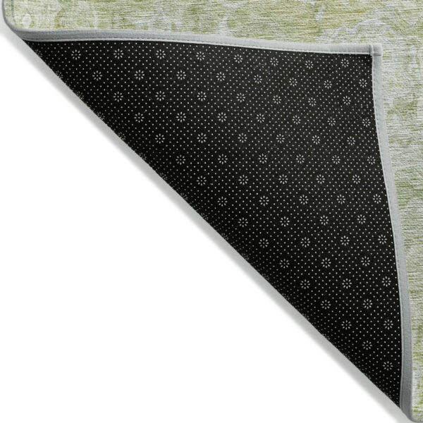 9' X 12' Artichoke Green And Fern Green Abstract Washable Indoor Outdoor Area Rug