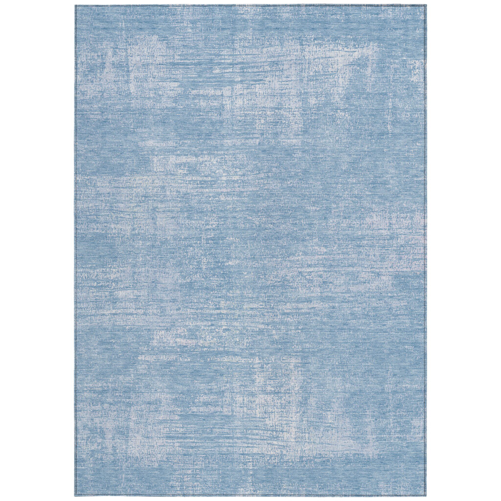 8' X 10' Navy Blue And Sky Blue Abstract Washable Indoor Outdoor Area Rug