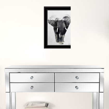 Elephant Walk 2 Black Framed Print Wall Art