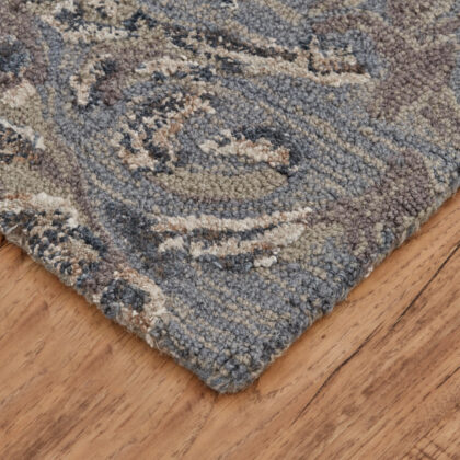 2' X 3' Gray Blue And Taupe Wool Abstract Tufted Handmade Stain Resistant Area Rug