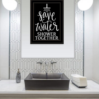 Shower Together 2 Black Framed Print Wall Art