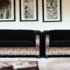 Two Piece  Leopard and Black Five Person Seating Set