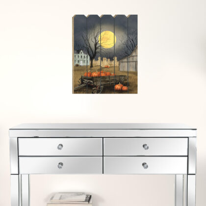 Harvest Moon Pumpkins Unframed Picket Fence Wall Art