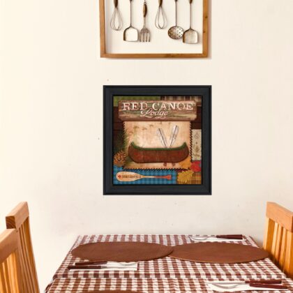 Red Canoe Lodge 2 Black Framed Print Wall Art