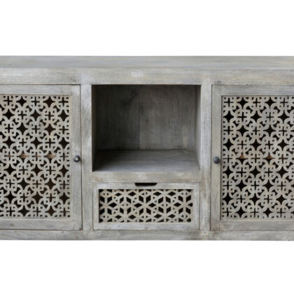 55" Gray Solid Wood Cabinet Enclosed Storage Worn TV Stand