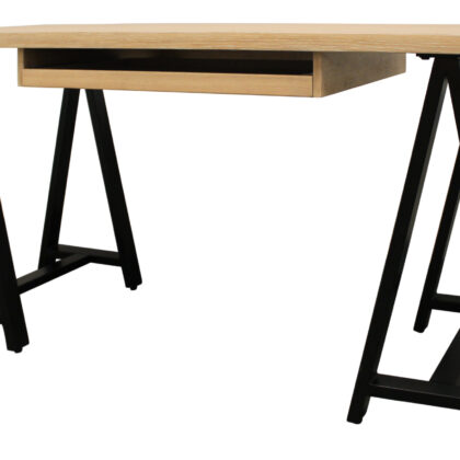 60" Ivory and Black Solid Wood Executive Desk
