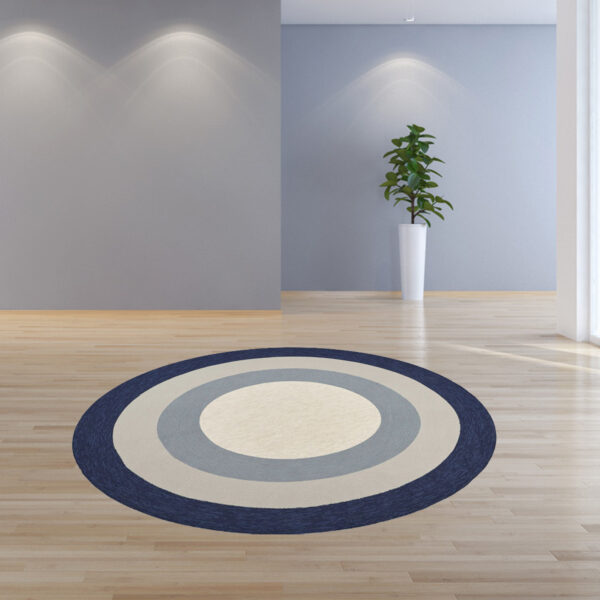 7' Round Navy Blue Round Indoor Outdoor Area Rug