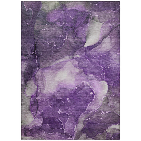 9' X 12' Purple Abstract Washable Non Skid Indoor Outdoor Area Rug