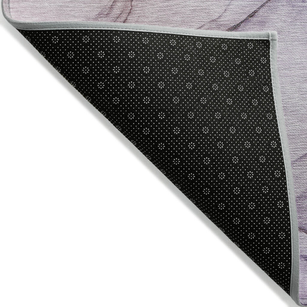 3' X 5' Gray and Purple Abstract Washable Non Skid Indoor Outdoor Area Rug