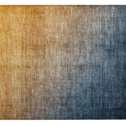 2' X 3' Denim and Gold Ombre Washable Non Skid Indoor Outdoor Area Rug