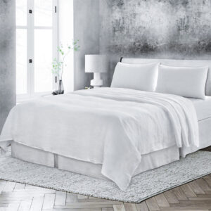 Four Piece White Linen Queen Sheet Set