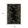 4'X6' Black Hand Tufted Bordered Bamboo Indoor Area Rug