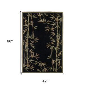 4'X6' Black Hand Tufted Bordered Bamboo Indoor Area Rug