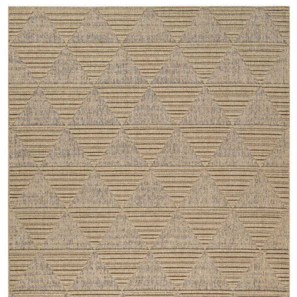 7' X 10' Beige and Brown Geometric Distressed Indoor Outdoor Area Rug