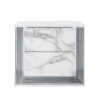 25" White Two Drawer Wood and Faux Marble Lighted Nightstand