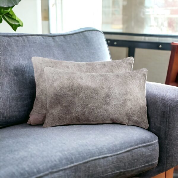 12" X 20" X 5" Gray Cowhide  Pillow 2 Pack
