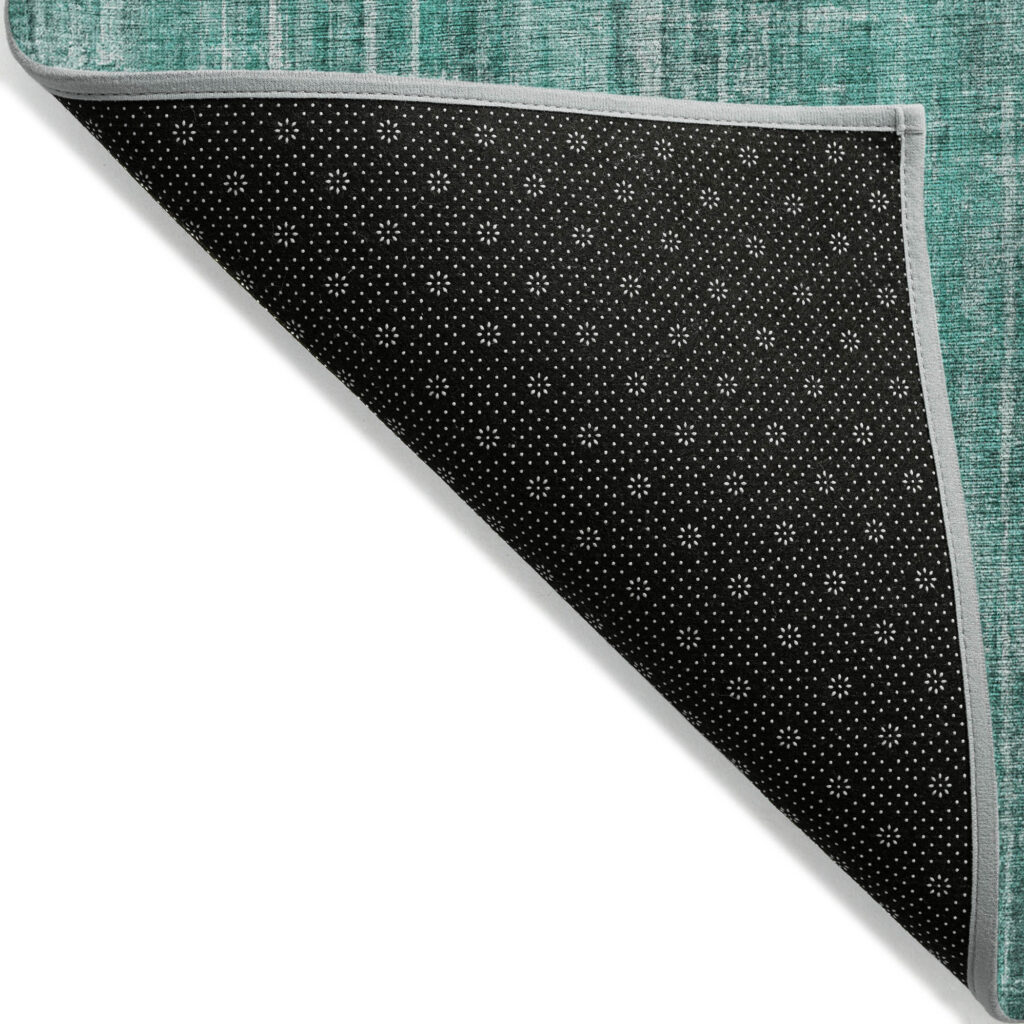 10' X 14' Teal Blue Aqua And Gray Striped Washable Indoor Outdoor Area Rug