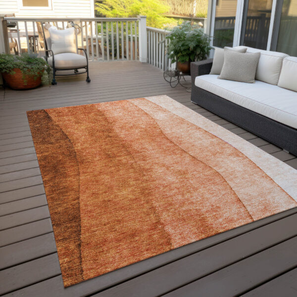 8' X 10' Orange And Copper Ombre Washable Indoor Outdoor Area Rug