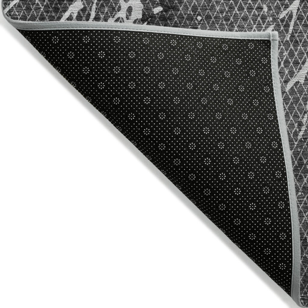 8' X 10' Charcoal Ivory And Gray Abstract Washable Indoor Outdoor Area Rug