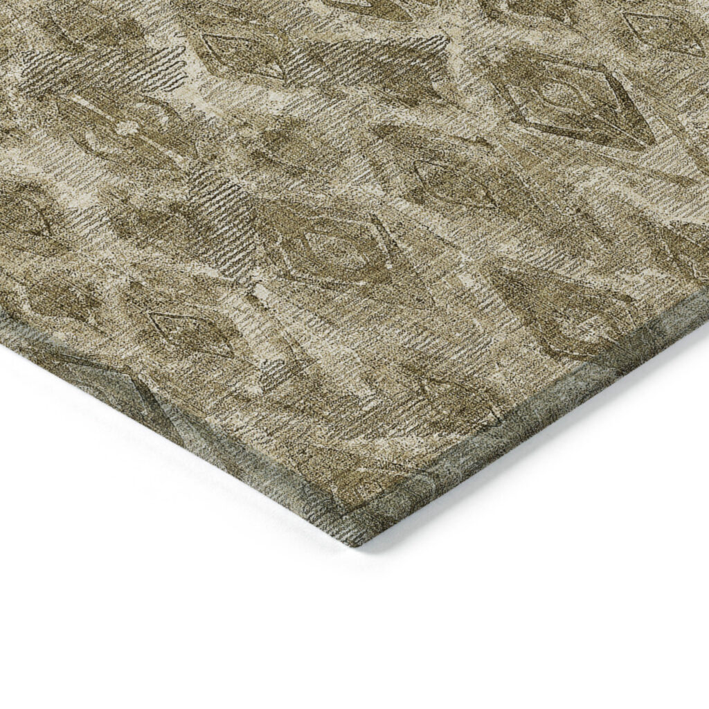 3' X 5' Brown Beige And Tan Geometric Washable Indoor Outdoor Area Rug