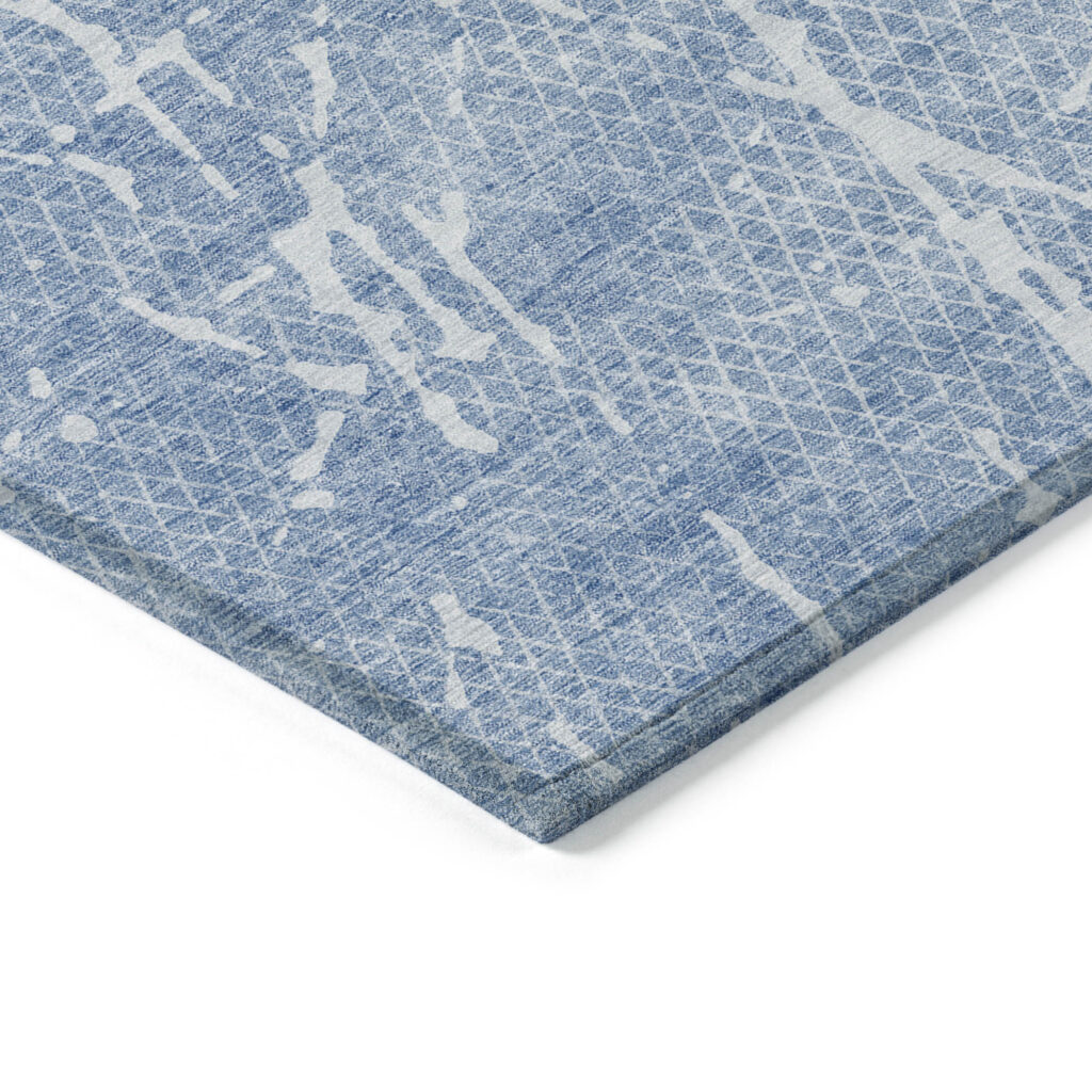 3' X 5' Blue And Ivory Abstract Washable Indoor Outdoor Area Rug