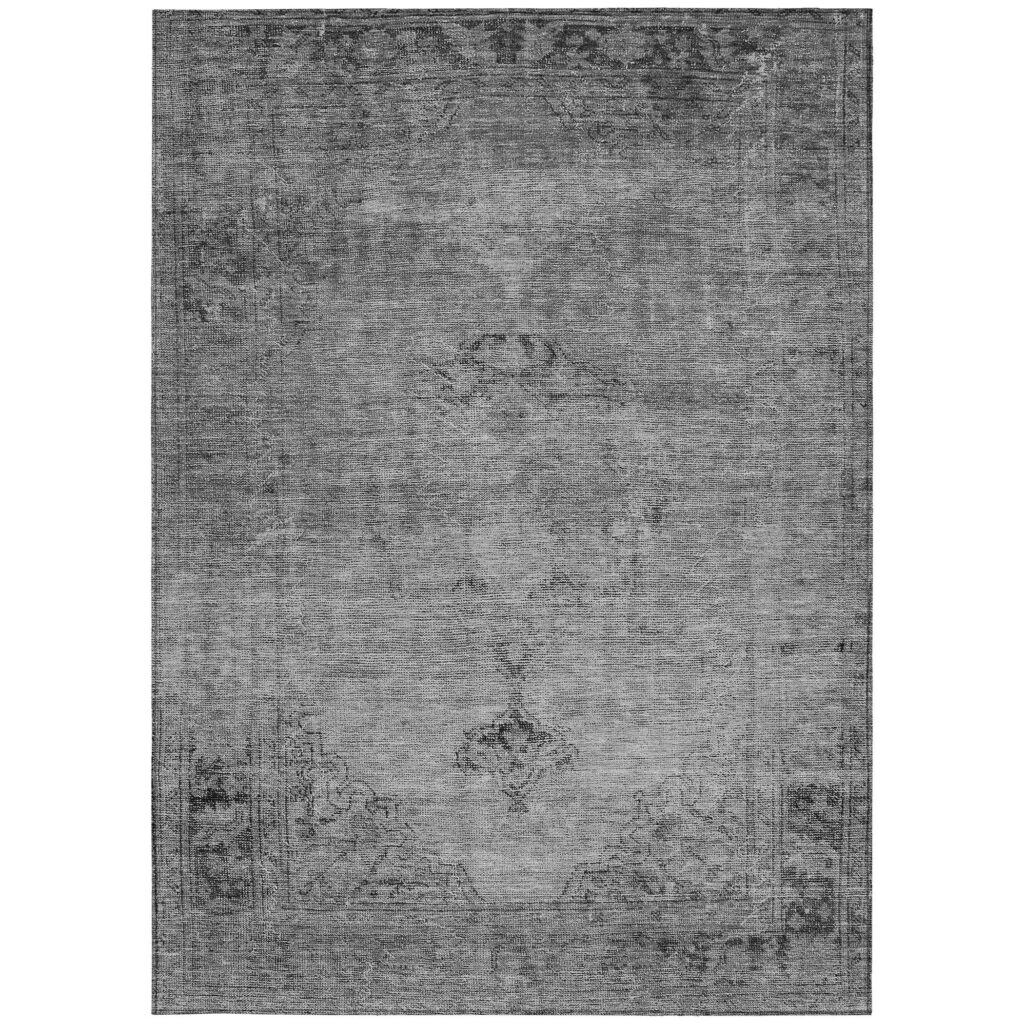 3' X 5' Gray Silver And Charcoal Oriental Washable Indoor Outdoor Area Rug