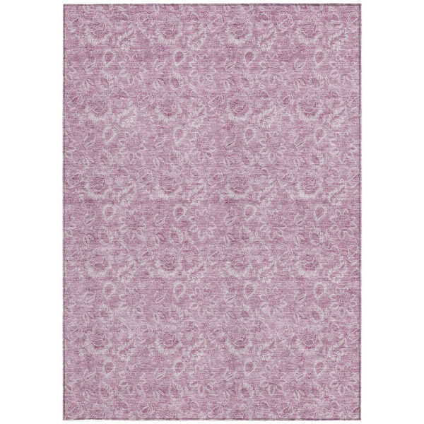 8' X 10' Blush Mauve And Pink Floral Washable Indoor Outdoor Area Rug