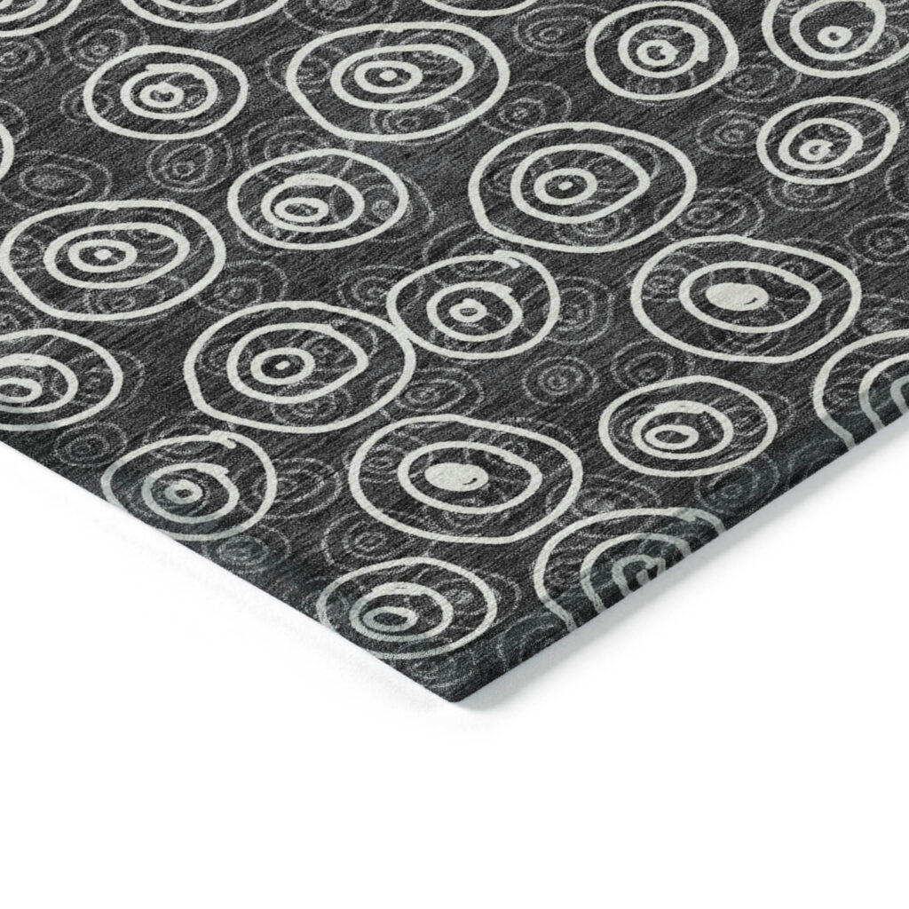 10' X 14' Black Gray And Ivory Geometric Washable Indoor Outdoor Area Rug