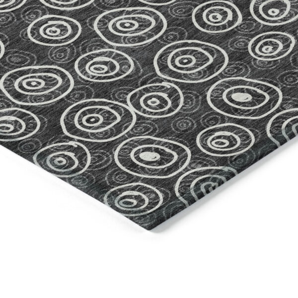 10' X 14' Black Gray And Ivory Geometric Washable Indoor Outdoor Area Rug