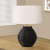 25" Black and Gold Concrete Round Table Lamp With Ivory Drum Shade