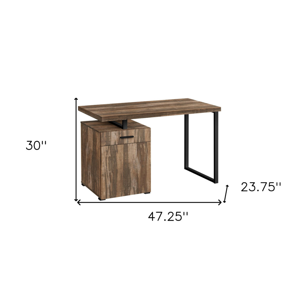 47" Brown and Black Wood and Metal Computer Desk