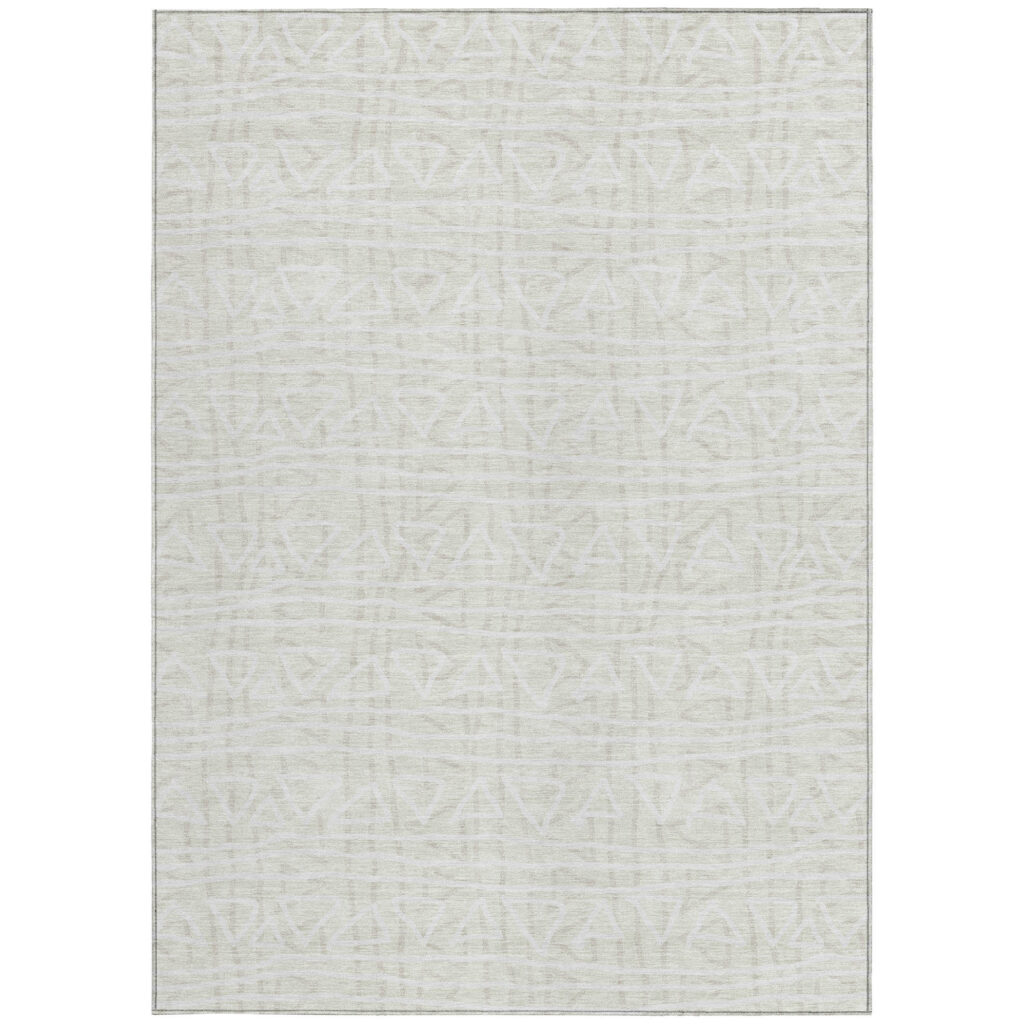 9' X 12' Ivory And Beige Geometric Washable Indoor Outdoor Area Rug
