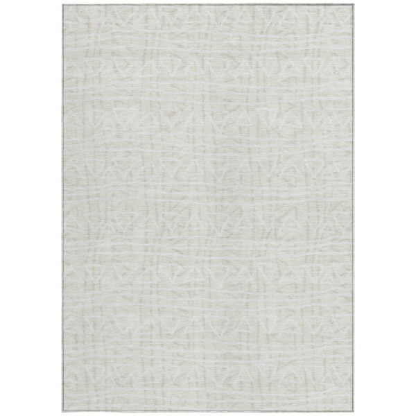 9' X 12' Ivory And Beige Geometric Washable Indoor Outdoor Area Rug