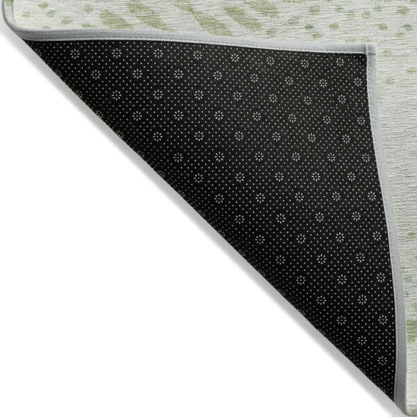 10' X 14' Artichoke Green And Fern Green Floral Washable Indoor Outdoor Area Rug