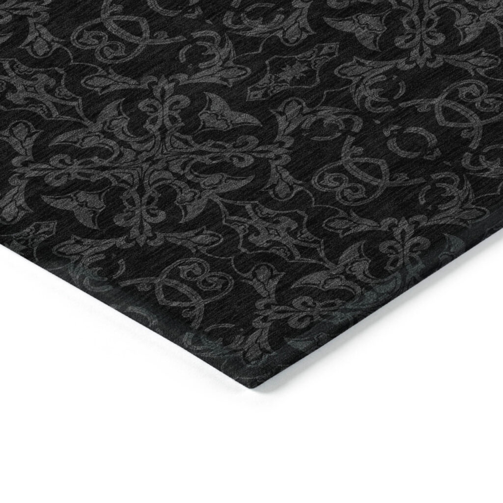 8' X 10' Gray And Charcoal Medallion Washable Indoor Outdoor Area Rug