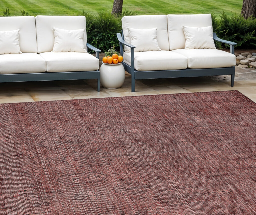 8' X 10' Orange And Copper Southwestern Washable Indoor Outdoor Area Rug