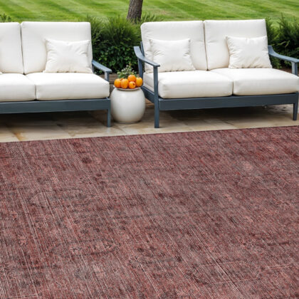 8' X 10' Orange And Copper Southwestern Washable Indoor Outdoor Area Rug