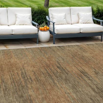 8' X 10' Terra Cotta Brown And Copper Abstract Washable Indoor Outdoor Area Rug
