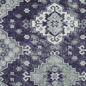 3' X 5' Purple Eggplant And Sage Medallion Washable Indoor Outdoor Area Rug