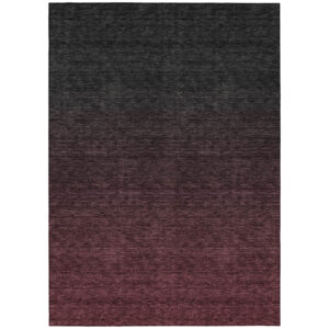 3' X 5' Merlot And Charcoal Abstract Washable Indoor Outdoor Area Rug