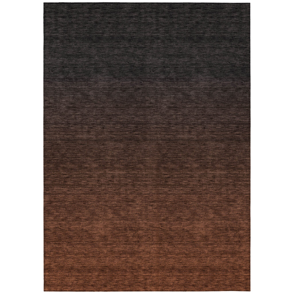 9' X 12' Orange And Charcoal Abstract Washable Indoor Outdoor Area Rug