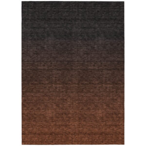 9' X 12' Orange And Charcoal Abstract Washable Indoor Outdoor Area Rug