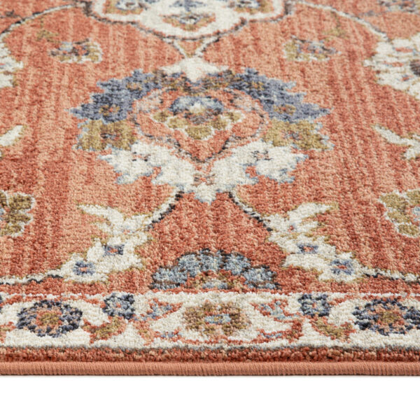 6' x 9' Orange Floral Power Loom Area Rug
