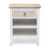 28" Natural And White Solid Wood Distressed One Drawer Nightstand With USB Port