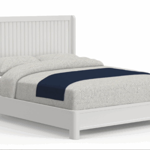 White Ribbed Texture Solid Wood Full Bed Frame