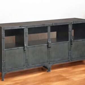 72" Dark Gray Metal Enclosed Storage TV Stand