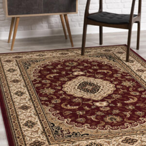 8’ x 11’ Red Floral Medallion Area Rug